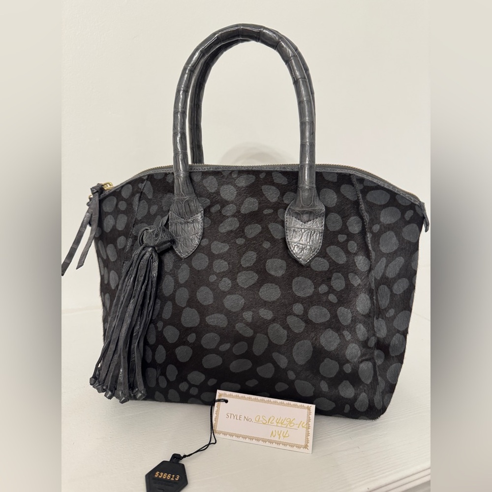 Nancy Gonzalez in grey crocodile skin & grey/black dotted pony hair UNUSED